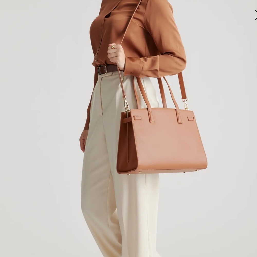 Quince Italian Leather Large Triple Compartment Satchel